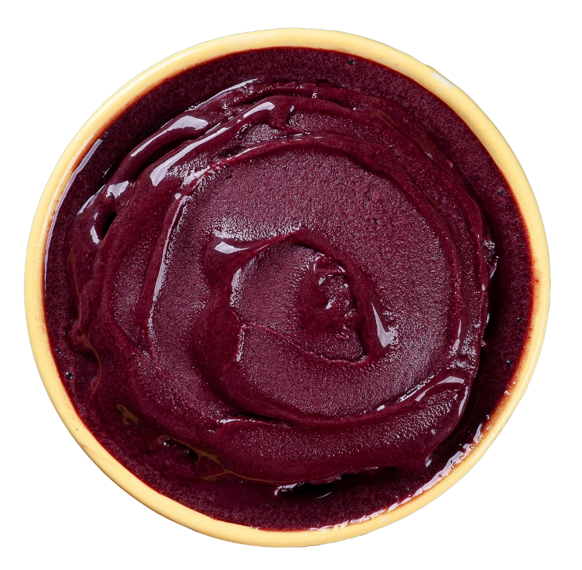Tigela de polpa de açaí Tribo Superfoods vista de cima